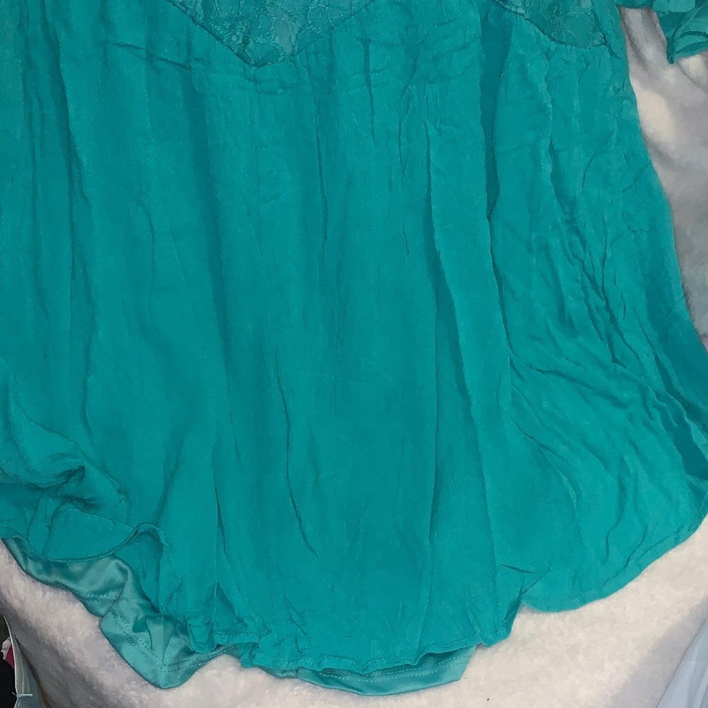 Chic Teal Lace Overlay Dress - Picture 7 of 7